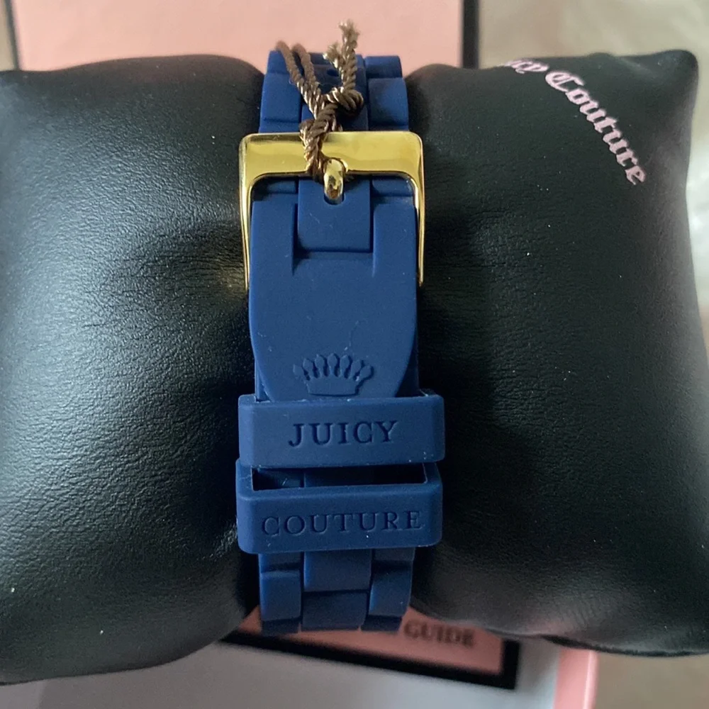 JUICY COUTURE BLUE RUBBER BAND WATCH WITH JEWELS MSRP $195.00 NWT